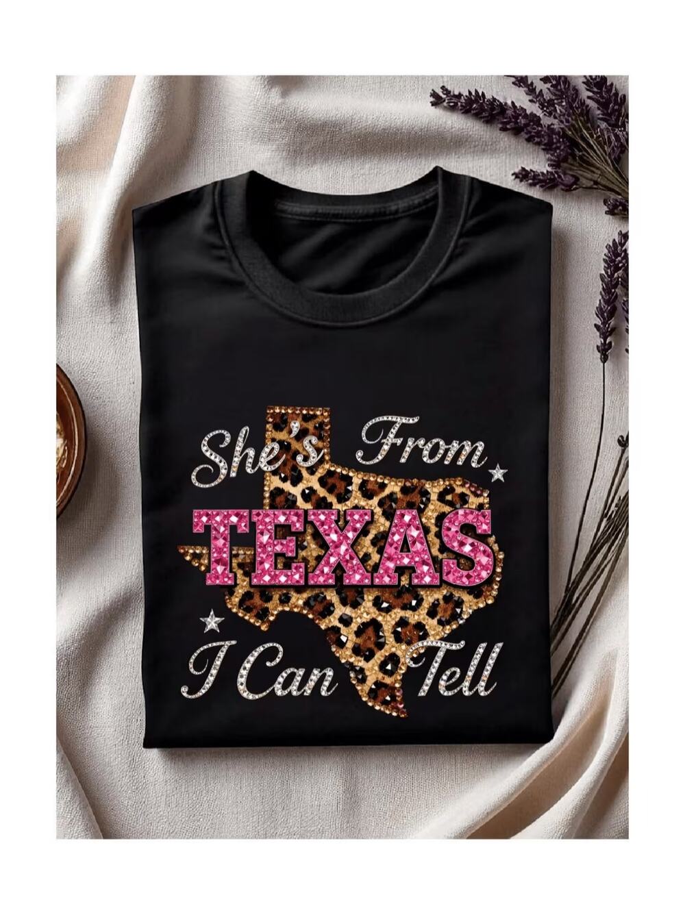 She's From Texas T Shirt 2XL New Crew Unisex Soft Austin Black Pink Logo